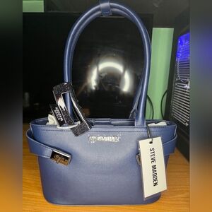 Steve Madden Navy Shoulder Bag With Hair Clip